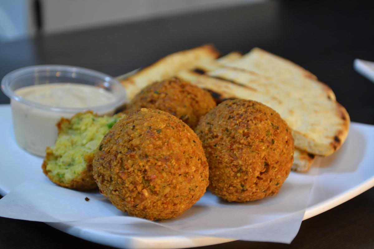 Picture of a falafel pita sandwich from The Sahara Grill